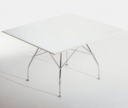 y living kartell glossy table white laminate metal legs base