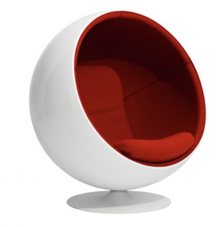 Ball Chair Coque Blanche Tissus rouge