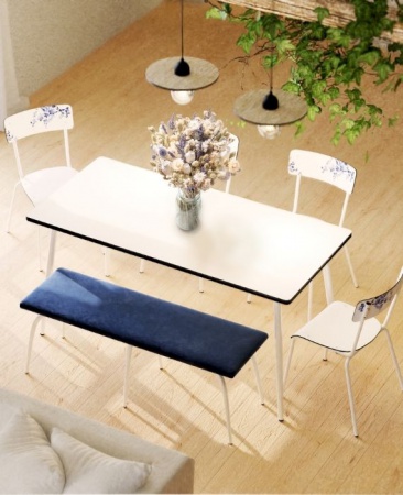 Banc annie en velour bleu nuit