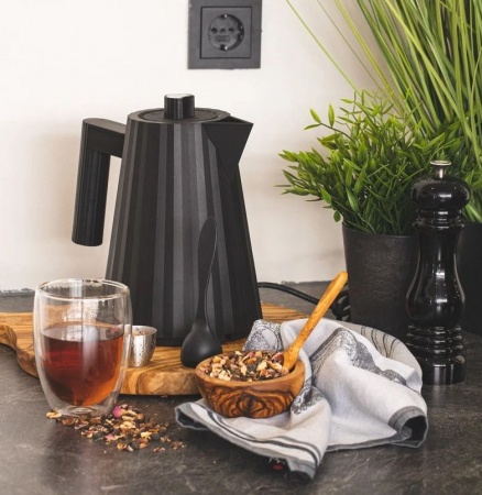 Bouilloire &eacute;l&egrave;ctrique - Pliss&eacute; Noire 1 Litre - Alessi