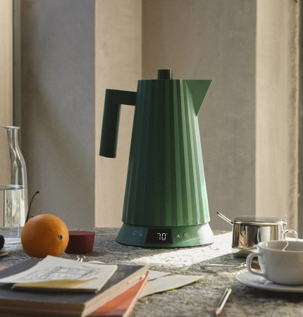 Bouilloire &eacute;lectrique contr&ocirc;le de la temp&eacute;rature Pliss&eacute; Bleu - 1,7 Litre - Alessi