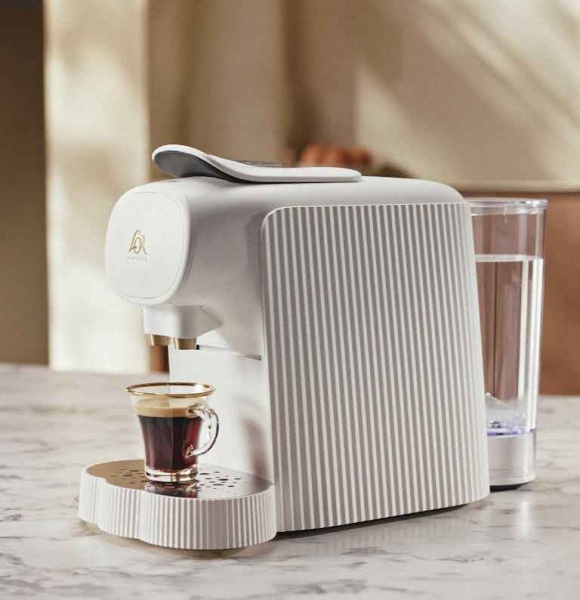 Cafeti�re � capsules L\'Or Barista - Pliss� blanche - Alessi