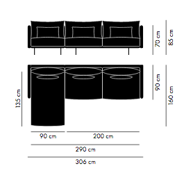 Canapé Costura avec chaise longue - STUA