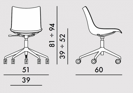 Chaise de bureau P/wood bois clair - hauteur réglable - Kartell