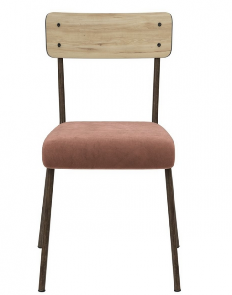 Chaise Suzie Ch�ne Clair & Velours - Les Gambettes