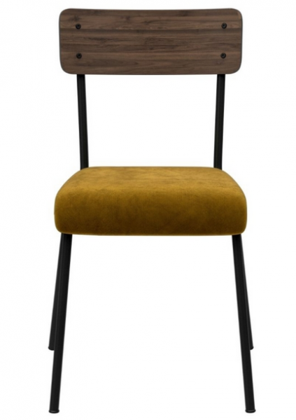 Chaise Suzie dossier bois fonc� assise velours - Les Gambettes