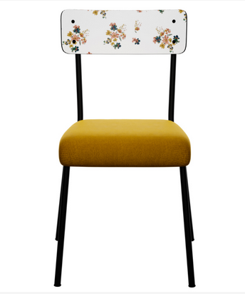 Chaise Suzie dossier imprim� assise velours - Les Gambettes