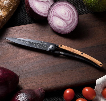 Couteau 37G Manche bois Olivier - Viking Vegvisir - Deejo