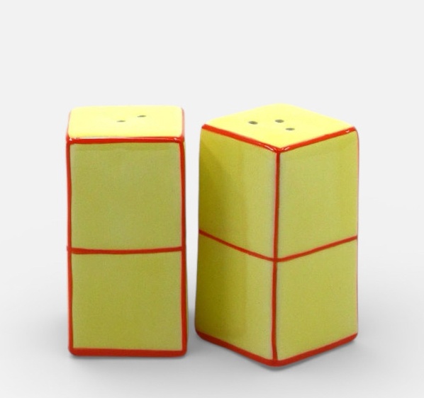 Ensemble sali�re & poivri�re Tile jaune-orange - Table Machine
