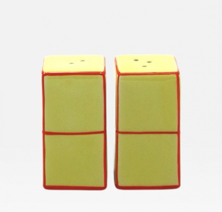 Ensemble sali&egrave;re & poivri&egrave;re Tile jaune-orange - Table Machine