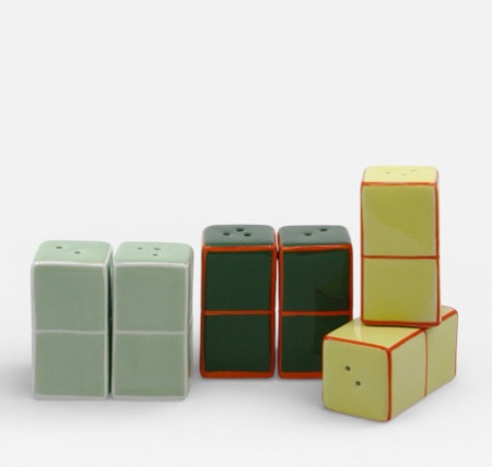 Ensemble sali&egrave;re & poivri&egrave;re Tile jaune-orange - Table Machine