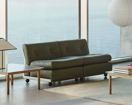 Fauteuil Amanta - coque cr&egrave;me - cuir sense forest -Hay