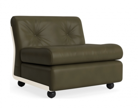 Fauteuil Amanta - coque cr&egrave;me - cuir sense forest -Hay