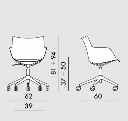 Fauteuil de bureau Q/wood bois clair - hauteur réglable - Kartell