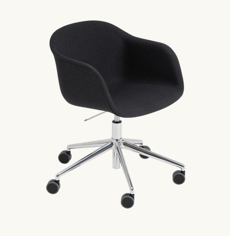 Fiber Armchair Base pivotante avec ascenseurs � gaz et roulettes - Muuto 