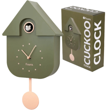 Horloge Coucou vert Olive et Rose pendule - Fisura