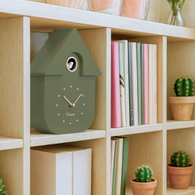Horloge Coucou vert Olive et Rose pendule - Fisura