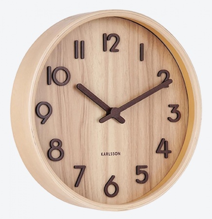 Horloge Pure D.22cm - bois teinté clair - Karlsson