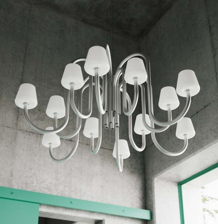 Lustre chandelier Apollo -1065 -Verre Opal blanc - Hay