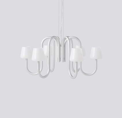 Lustre chandelier Apollo -745 -Verre Opal blanc - Hay