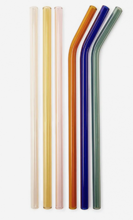 Pailles en verre réutilisables colorés - Kikkerland