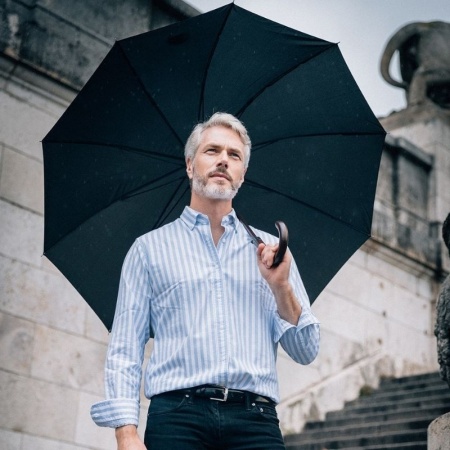 Parapluie canne r&eacute;sistant noir - Smati