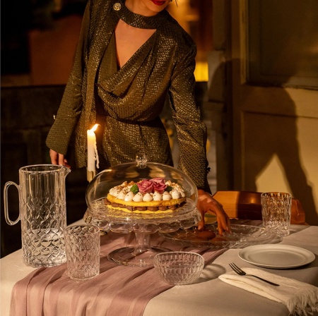 Plateau sur pied pour gâteau avec cloche transparent - Guzzini