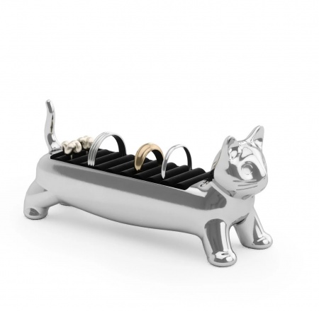 Porte-bague ALI - chat - aluminium - Umbra