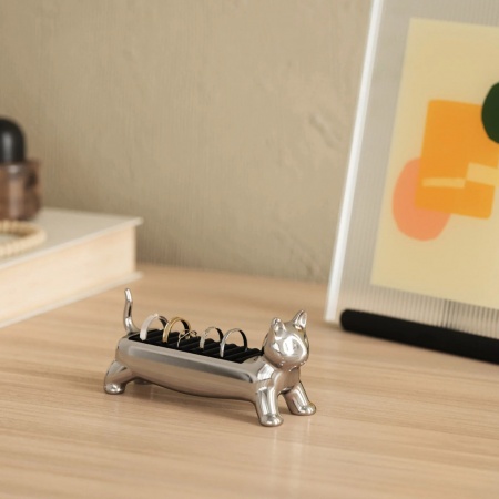 Porte-bague ALI - chat - aluminium - Umbra