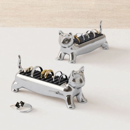 Porte-bague ALI - chat - aluminium - Umbra