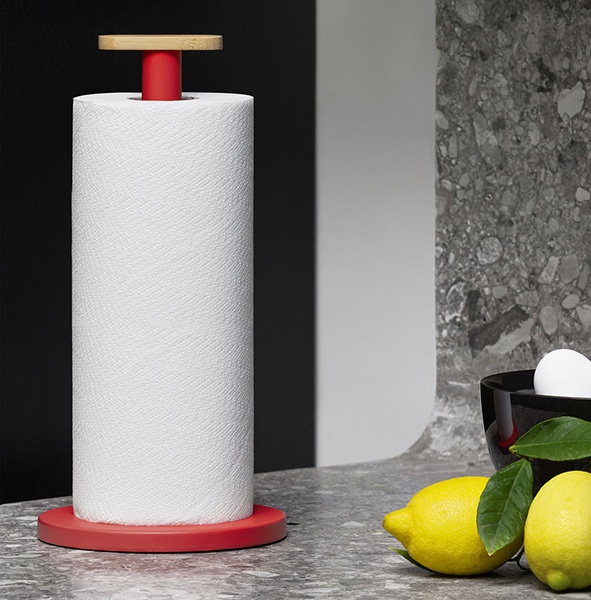 Porte Rouleau de papier cuisine Mattina rouge - Alessi