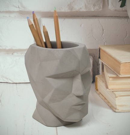 Pot à crayons - The Head - Gris - Balvi
