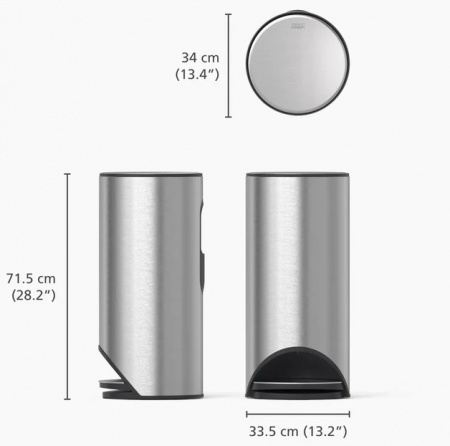 Poubelle &agrave; p&eacute;dale Arc Inox - Easy-Push - 30 Litres - Joseph Joseph