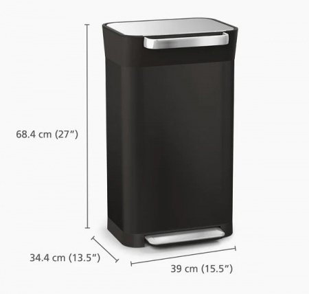 Poubelle &agrave; p&eacute;dale Titan noir - Compacteur - 30 Litres - Joseph Joseph