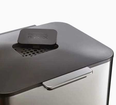 Poubelle tri s&eacute;lectif - Totem Compact - 60 Litres inox - Joseph Joseph