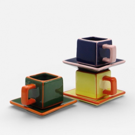 Set de 2 tasse &agrave; caf&eacute; Tile Bleu-rose - Table Machine