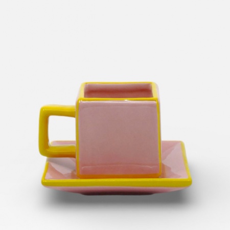 Set de 2 tasses &agrave; caf&eacute; Tile Rose-jaune - Table Machine