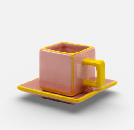 Set de 2 tasses &agrave; caf&eacute; Tile Rose-jaune - Table Machine