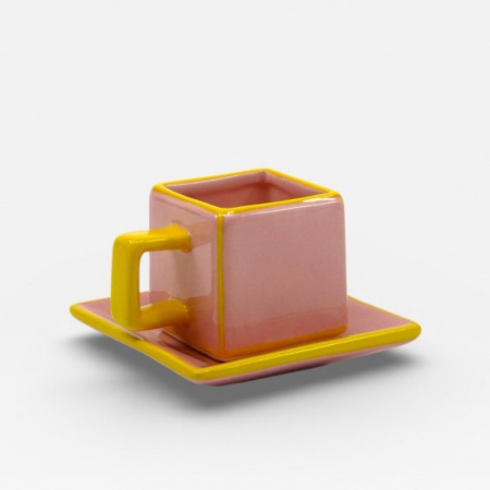 Set de 2 tasses &agrave; caf&eacute; Tile Rose-jaune - Table Machine