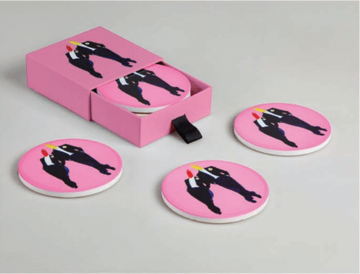 Set de 4 dessous de verre en c�ramique