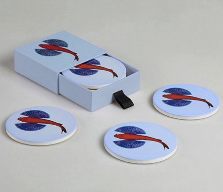 Set de 4 dessous de verre en c&eacute;ramique