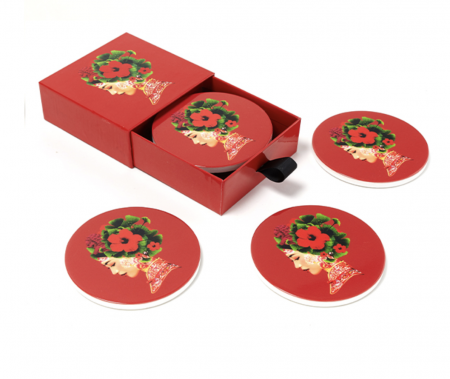 Set de 4 dessous de verre en c&eacute;ramique