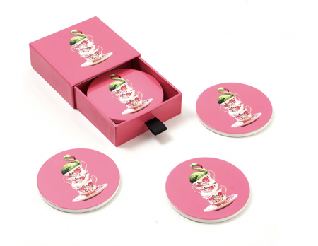 Set de 4 dessous de verre en c&eacute;ramique