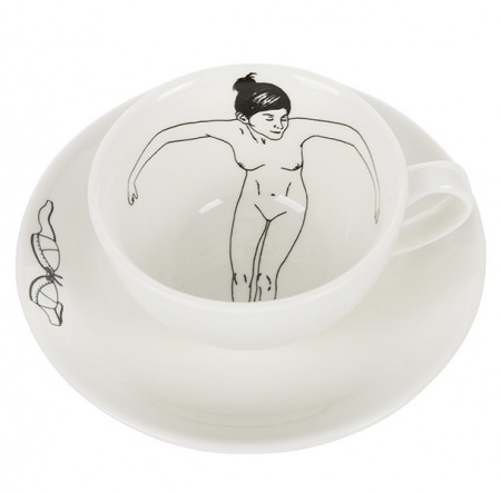 Set de 4 tasses à thé avec soucoupe Naked girls - Pols Potten