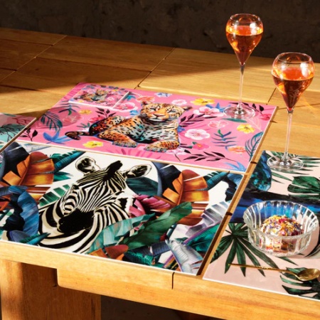 Set de table - Amioso L&eacute;opard fond rose - PODEVACHE