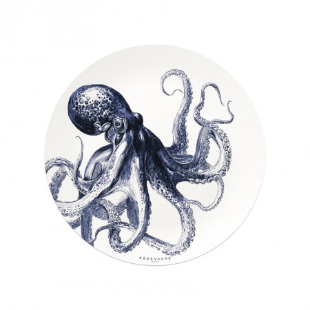 Set de table rond vinyle Davy Jones pieuvre bleu - P&ocirc;devache
