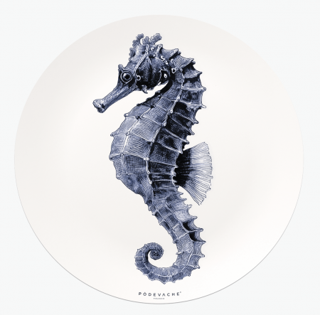 Set de table rond vinyle Guttulatus Hypocampe bleue - P&ocirc;devache
