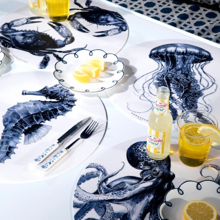 Set de table rond vinyle Krabitz bleu - P&ocirc;devache