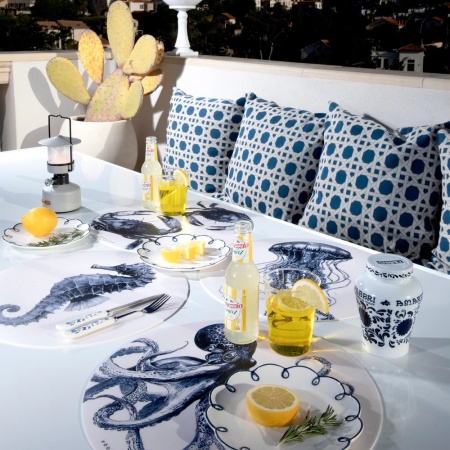 Set de table rond vinyle Krabitz bleu - P&ocirc;devache