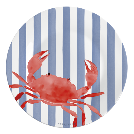 Set de table rond vinyle Stripes crabe rouge - P&ocirc;devache